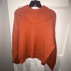 Terracotta orange knit crewneck sweater